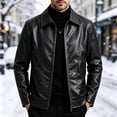 thumbnail image 4 of Ecqkame Mens Leather Jackets Vintage Lapel Pu Zip Up Fit Bomber Jacket Casual Everyday Versatile Street Outerwear Black XXXL, 4 of 9