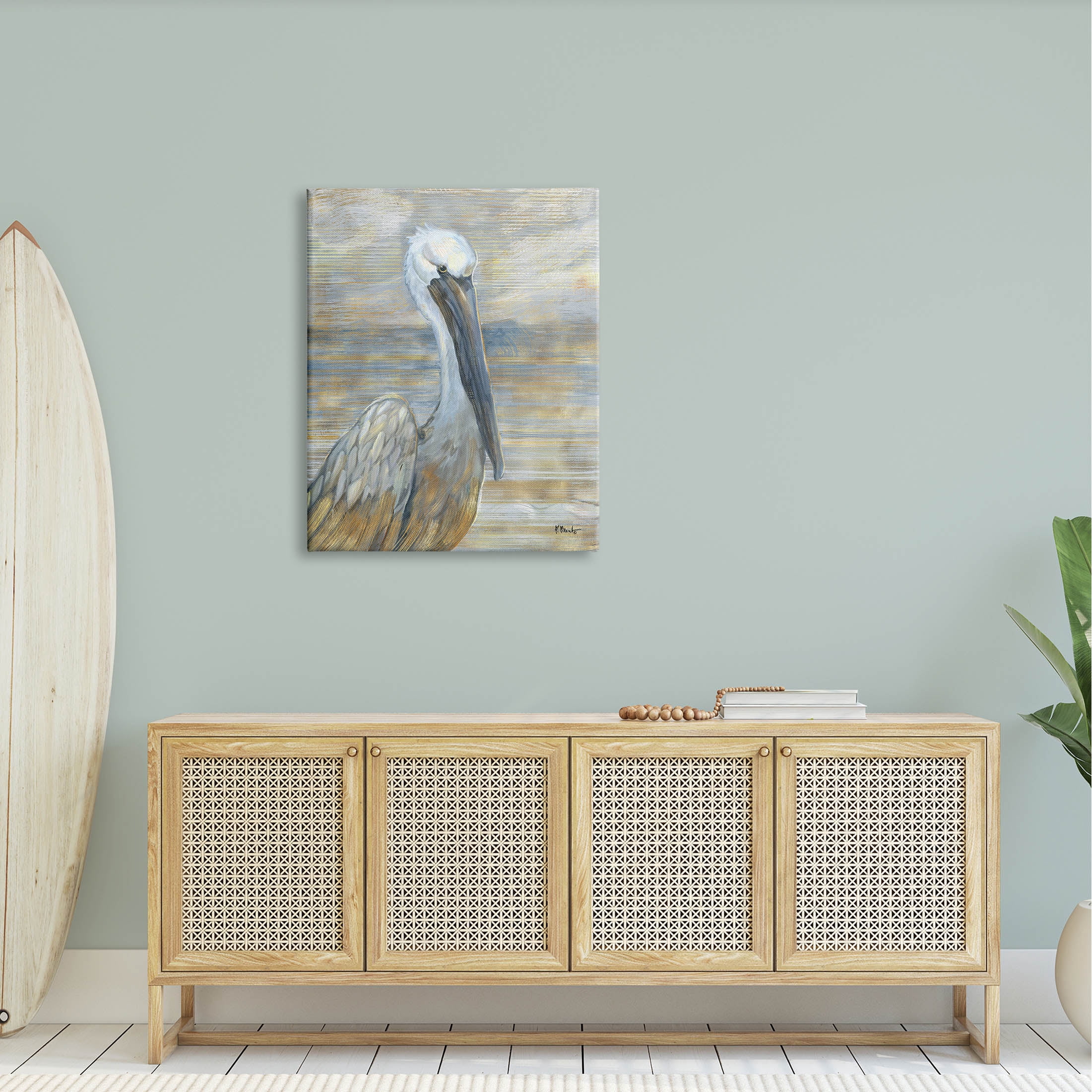 Stupell Industries Coastal Pelican Bird Abstract Portrait Painting Gallery Wrapped Canvas Print Wall Art, Design by Paul Brent