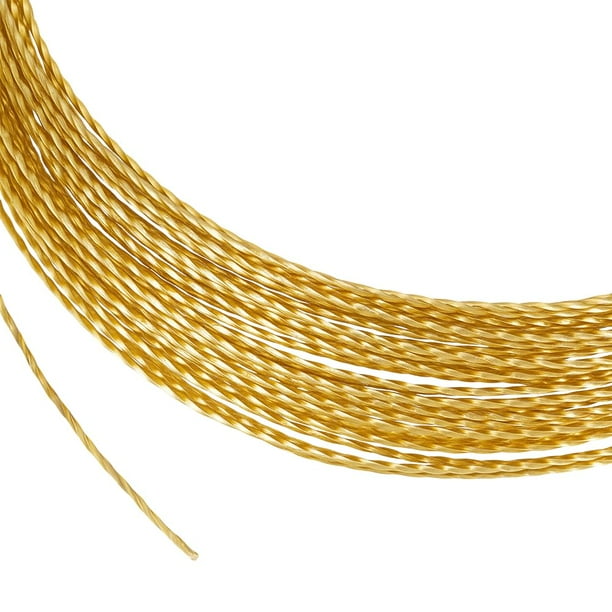 Alambre de joyería trenzado dorado de 19,7 pies, calibre 24, redondo, de latón, para abalorios, para hacer anillos y otras manualidades de joyería.