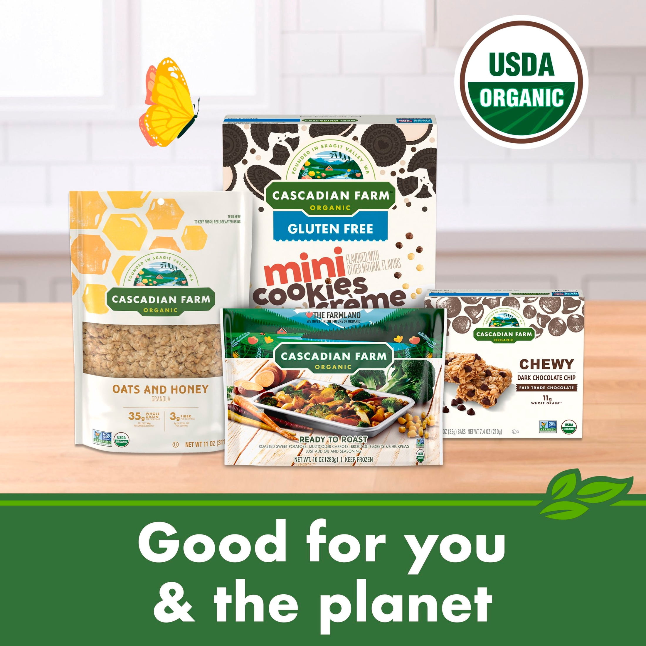 (3 pack) Cascadian Farm Organic Mini Cookies 'n' Crème, Gluten Free Cereal, Non-GMO, 10.7 oz