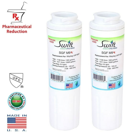Swift Green Filters SGF-M9 Rx Compatible Refrigerator Water Filter for UKF8001, EFF-6007A (2 Pack)