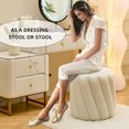 thumbnail image 4 of Mxfurhawa Ottoman with Storage - Round Vanity Stool, Upholstered Padded Foot Rest Accent Pouf Round Chair for Living Room, Entryway, Makeup Room, Footstool with Teddy Velvet Seat White, 4 of 7