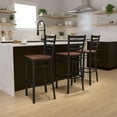 thumbnail image 4 of HERCULES Series Black Ladder Back Metal Restaurant Barstool - Cherry Wood Seat, 4 of 6