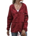 thumbnail image 3 of Womens Raincoat Windbreaker Waterproof Lightweight Packable Hooded Rain Jacket S-XXL, 3 of 5