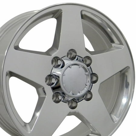 - 20x8.5 Wheel Fits Heavy Duty GMC Chevy Trucks - 8 Lug Silverado Style 2500/3500 Polished Rim, Hollander 5503