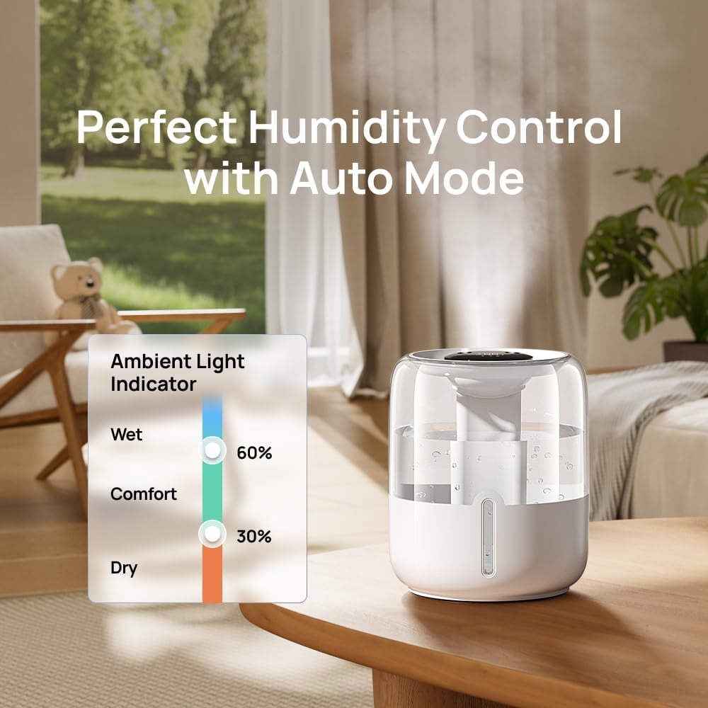 6.8L Whisper-Quiet Night Light Humidifier, Digital Display & Custom Humidity Control for Bedroom Office Home