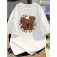 thumbnail image 1 of Men's Summer Cotton Short Sleeve T-Shirt with Cartoon Bear & "HOW YOU LIKE THAT" Graphic Print - White Casual Round Neck Tee, Regular Fit, Machine Washable, Bear T Shirt, Everyday Appar, 1 of 6