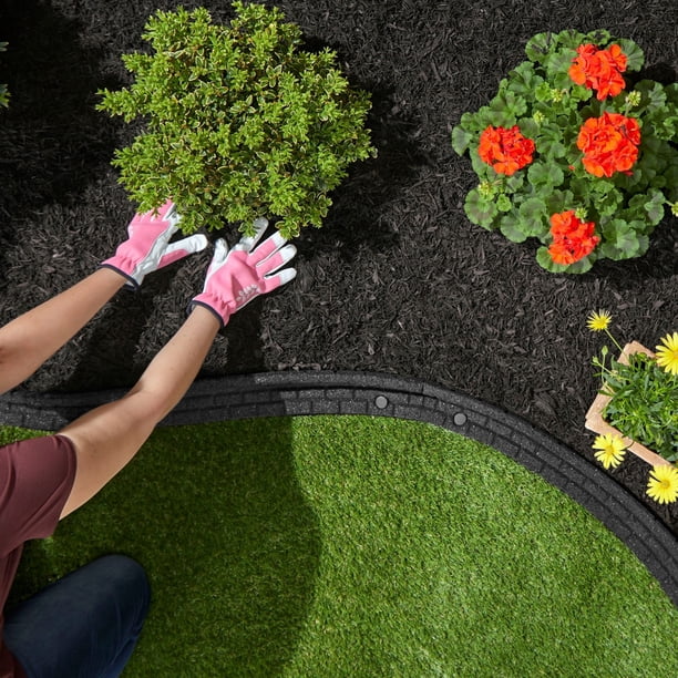 GroundSmart Brickface Landscape Edging, 4' Gray Rubber Garden