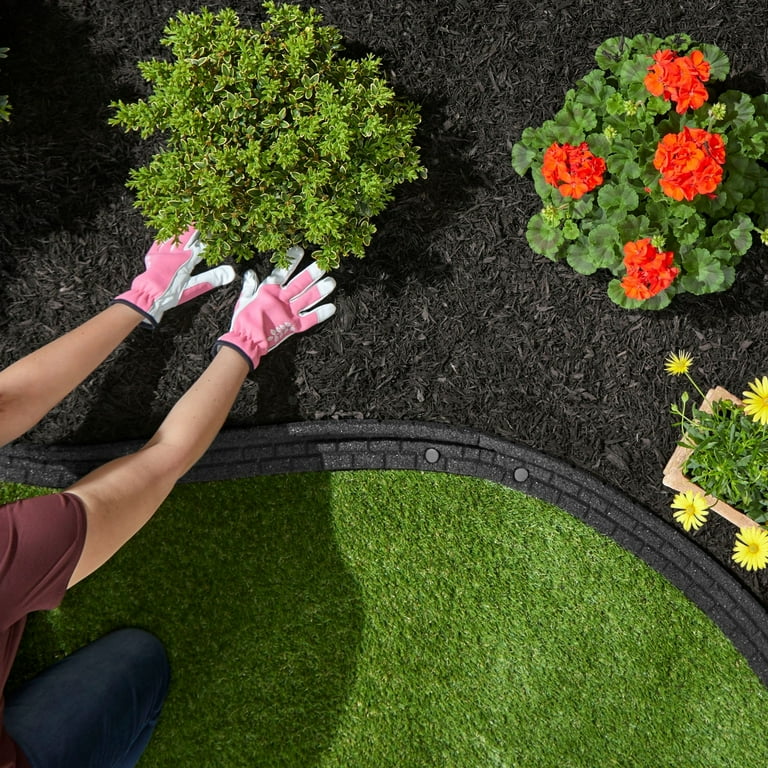 BOUNDARIES / 4枚セット GroundSmart Brickface Landscape Edging, 4' Gray Rubber