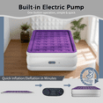 thumbnail image 2 of Full 22" Top Flocking Air Mattress with Built-in Pump Raised Comfort,Fast Inflation/Deflation Foldable Portable Air Bed with Storage Bag for Home,Camping,Guests Purple, 2 of 6