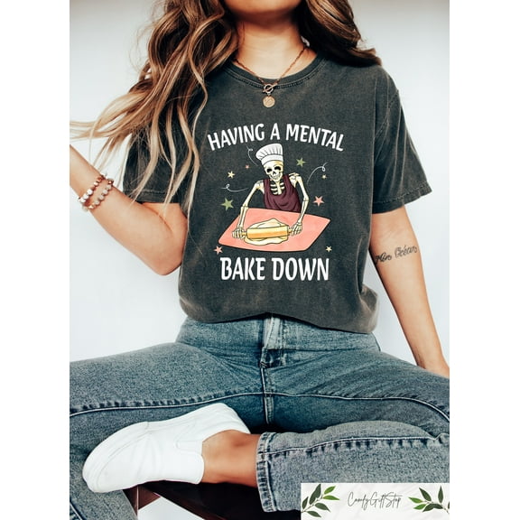 Retro Having A Bake Down Shirt, Funny Shirt For Mom, Chef Skeleton Shirt, Funny Baking Shirt, Gift For Bakers, Baking Shirt