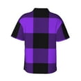thumbnail image 3 of Picia Purple Buffalo Plaid Gentle Cotton Regular Fit Short Sleeve Casual Hawaiian Shirt for Men-Small, 3 of 9