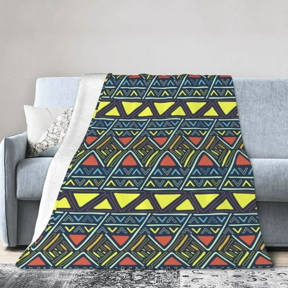 DouZhe Ultra-Soft Micro Fleece Lightweight Flannel Bed Blanket, Retro Ethnic Design Inspirations Print Cozy Warm Throw Blankets, 80"x60"