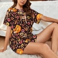 thumbnail image 4 of Fotbe Woodland Creatures Floral Print Pajama Set for Women 2 Piece Loungewear Short Sleeve Tops and Shorts Set Soft Sleepwear-Small, 4 of 7