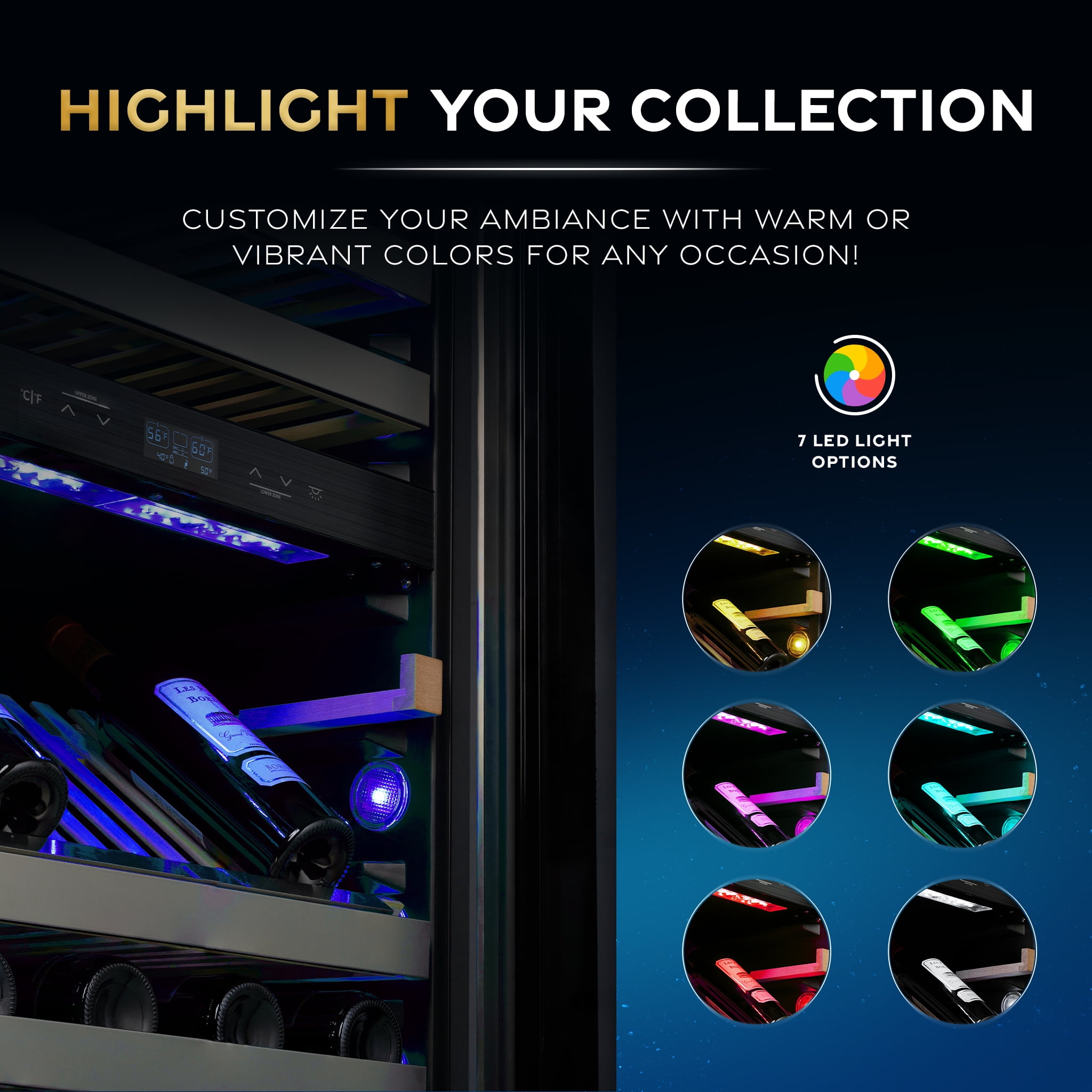 Newair ESTATE Wine Fridge Dual Zone 160 Bottle Capacity in Seamless Stainless Steel