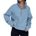 thumbnail image 5 of JUNWELL Stand Collar Fall Clothes Half Zip Women Solid Color Daily Outfit (Coffee XL), 5 of 6