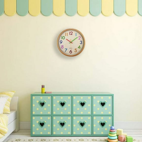 Silent Non Ticking Kids Wall Clock, Battery Colorful Decorative Clock