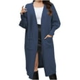 thumbnail image 2 of Babysbule Plus Size Womens Sweaters New Arrivals Women's Slouchy Woven Sweater Double Pocket Lantern Sleeve Sweater Cardigan Sweater Coat Women's Fashion, 2 of 5
