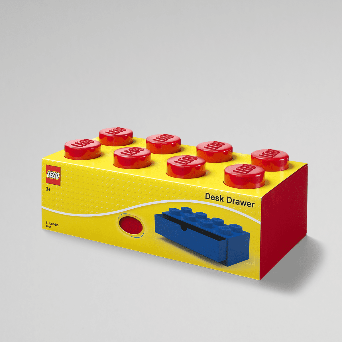 LEGO Desk Drawer 8 Knobs Stackable Storage Box | Red