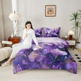 thumbnail image 4 of Homewish Floral Butterflies Girl 2pcs Bedding Comforter Set,Gradient Purple Twin Comforter Sets,Dreamy Princess Breathable Bedding Set,Microfiber Bedroom Decor,Reversible, 4 of 8