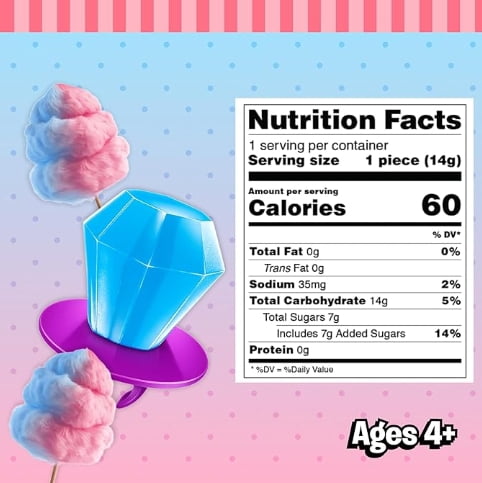Ring Pop Individually Wrapped Cotton Candy Flavored Lollipop 30 Count Bulk Pack