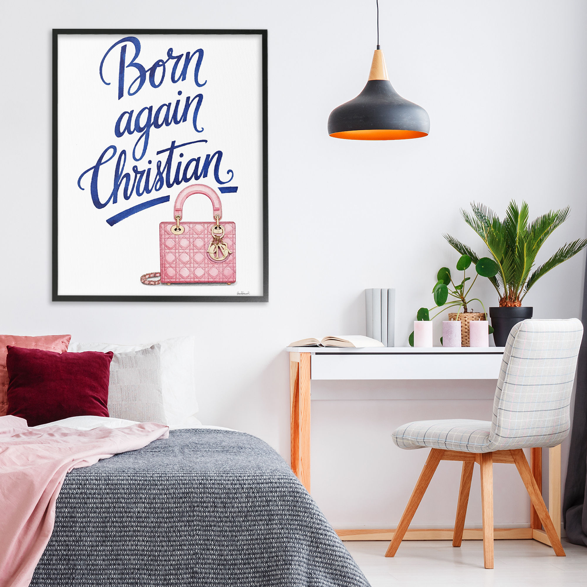 Glam Born Again Christian Black Framed Giclee Art, design by Amanda Greenwood