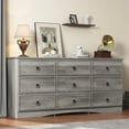 thumbnail image 2 of Winkalon Gray Dresser for Bedroom, Modern Farmhouse Wide 9 Drawer Dresser, Wood Chest of Drawers for Living Room, Bedroom, Hallway, 2 of 9