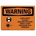 thumbnail image 1 of SignMission OS-WS-A-1824-L-12232 18 x 24 in. OSHA Warning Sign - Laser Safety Glasses Required with Symbol, 1 of 1