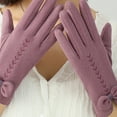 thumbnail image 4 of 2 pairs of warm gloves padded thickened ladies riding cold windproof touch screen outdoor winter velvet gloves - purple, 4 of 5