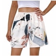 thumbnail image 4 of Karight Womens Floral Print Elastic Waist Shorts Lightweight Flowy Lounge Sleep Shorts with Drawstring, 4 of 5