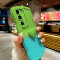thumbnail image 3 of for Samsung Galaxy S23 Gradient Wavy Case with Wrist Strap Lanyard Cute Love Heart Curly Wave Frame Design Solid Color Soft Silicone Shockproof Cover for Girls Women Galaxy S23, Green/Blue, 3 of 12