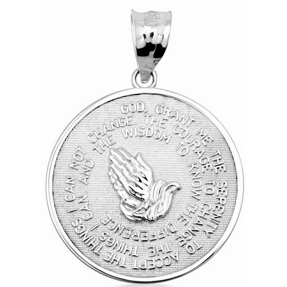 .925 Sterling Silver Serenity Prayer Medallion Necklace (Pendant Only)