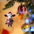 thumbnail image 1 of 2D Acrylic Cow Christmas Tree Ornament Double Printed Festive Holiday Decorations for Home and Festive Party, 1 of 3