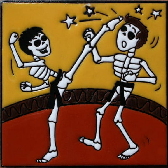 6x6 Karate. Day-Of-The-Dead Clay Tile