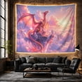 thumbnail image 6 of Pink Dragon on Floating Islands with Golden Sunbeams, Dreamy Fantasy for Anime Fans, Ethereal Wall Art Decor, Birthday Gift, Tapestry Wall Hanging for Bedroom and Dorm, 6 of 7