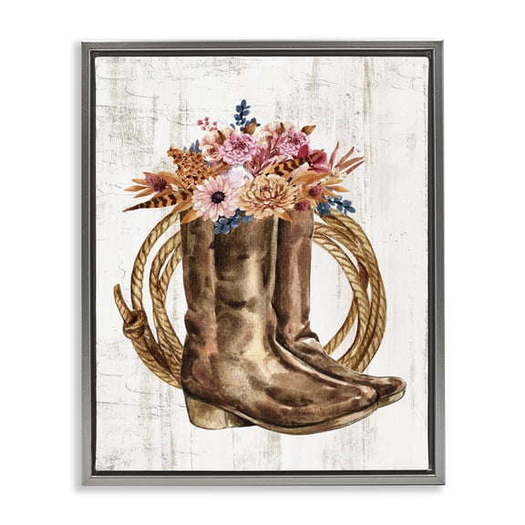 Stupell Industries Bohemian Gray Floating Frame Canvas Art, 17 x 21, by Kim Allen