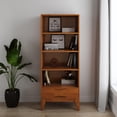 thumbnail image 2 of Trent Home Solid Hardwood Teak Brown Bookcase Rectangular 60"x24"x16" Unassembled, 2 of 9