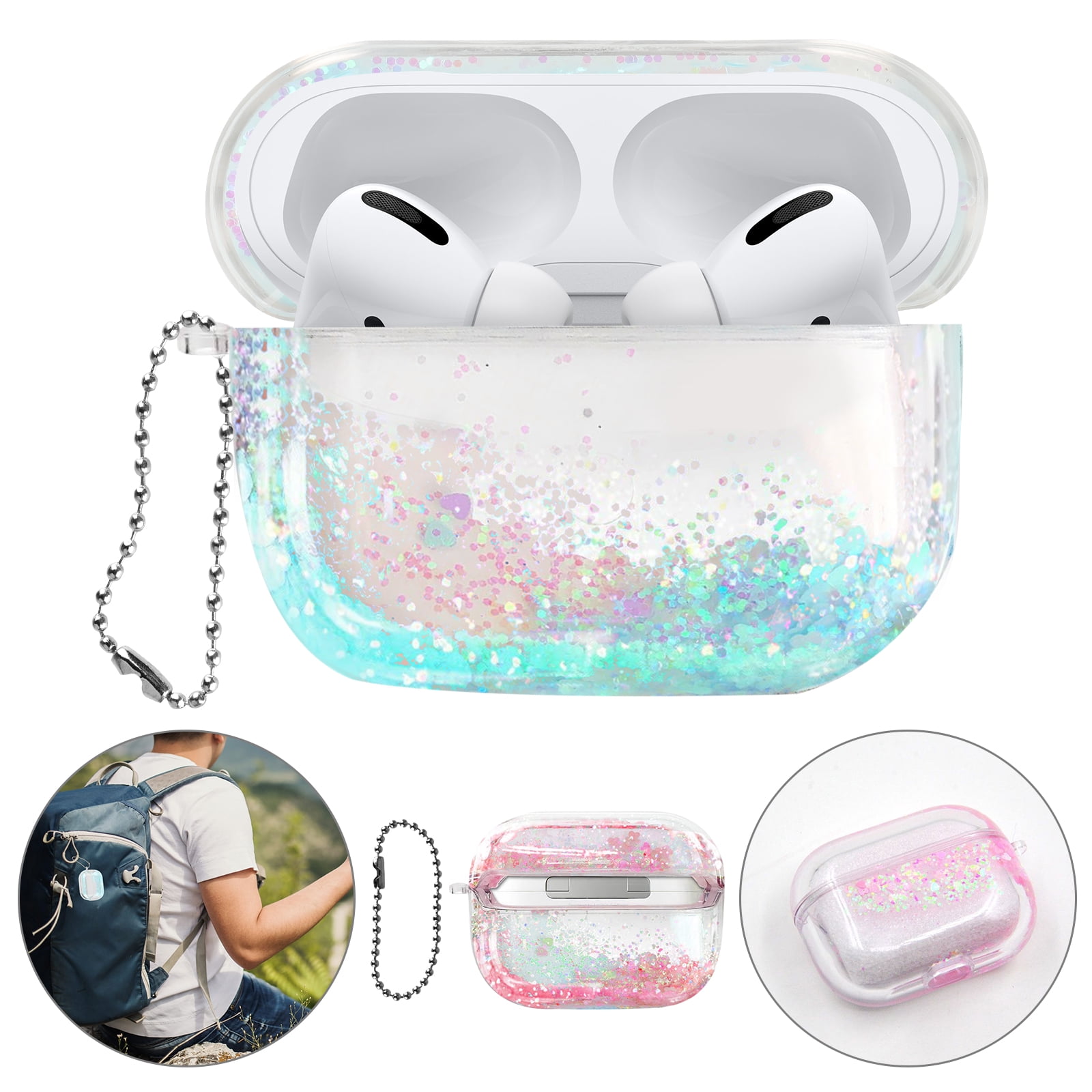 TSV Bling Quicksand Case Compatible with AirPods Pro, Cute Sparkle