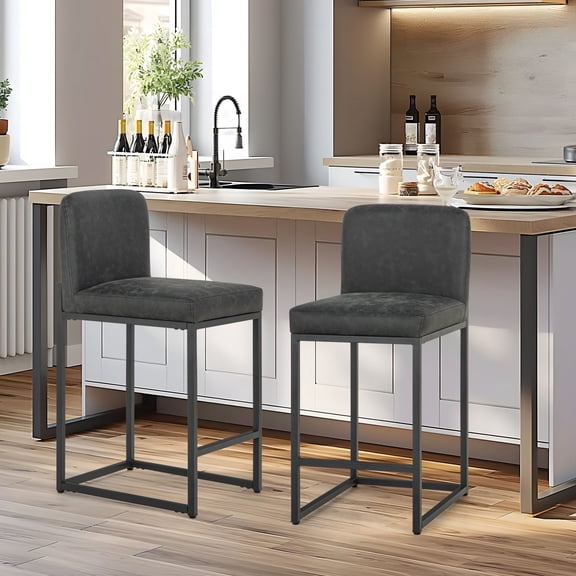 Sophia & William Counter Height Bar Stools with High Backrest Set of 2 Comfortable Modern Counter Stools for Kitchen & Home, Black