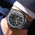 thumbnail image 4 of Reloj de Cuarzo Cronógrafo Octagonal para Hombre, Fase Lunar, Fecha, Luminoso, Reloj de Pulsera de Acero Inoxidable, 4 of 5