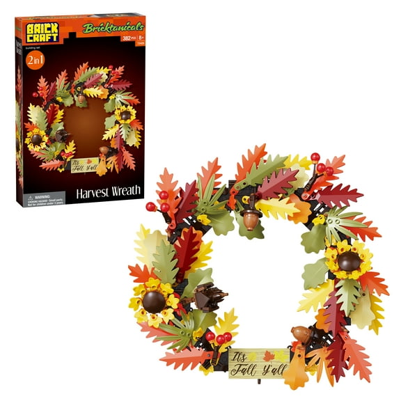 Brickcraft Harvest Wreath (382-Plastic Piece)  Brick Building Kit, Create a Festive Autumn Home Décor, 2-in- 1 Seasonal Wreath Festive Gift for  Ages 8 
