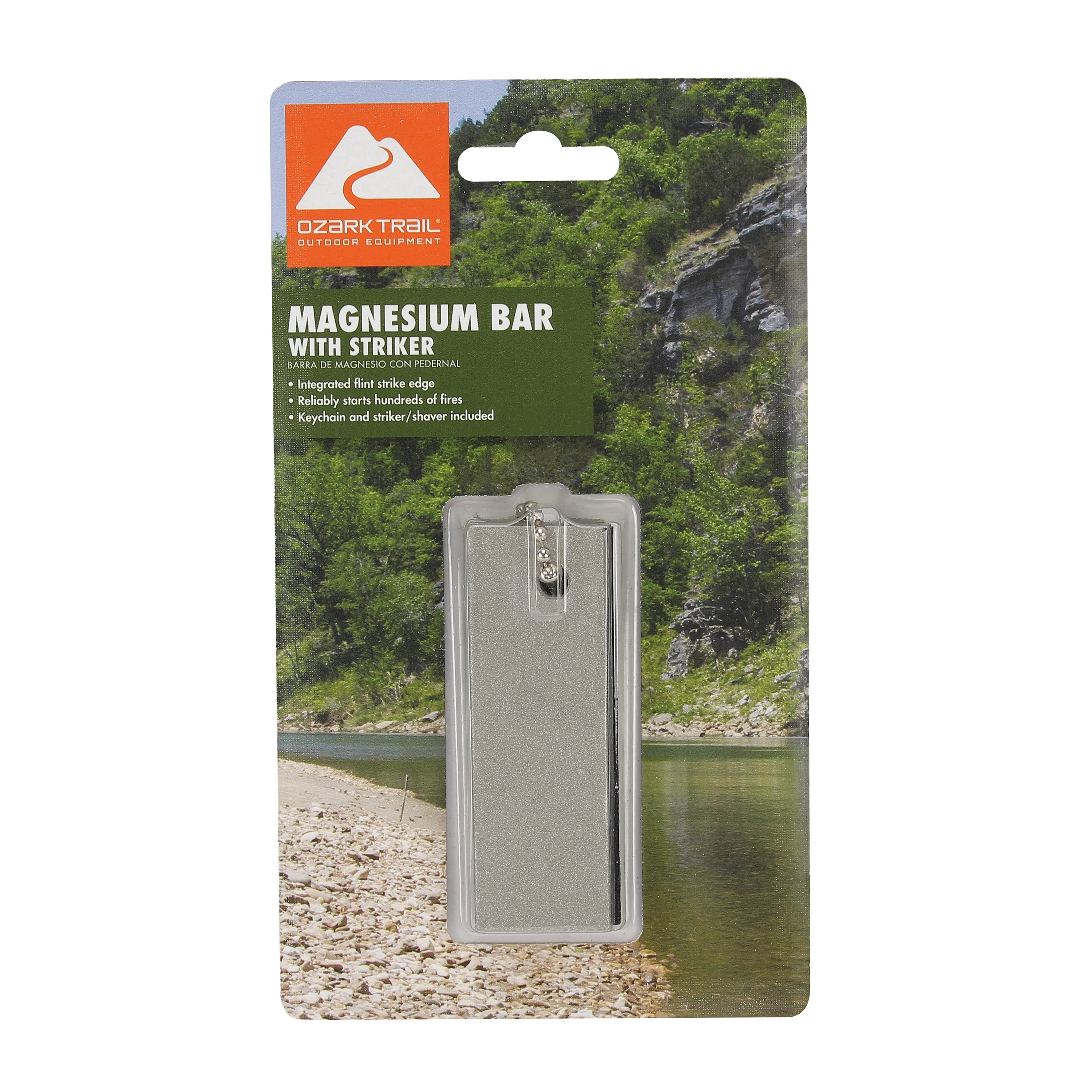 Ozark Trail Magnesium Fire Starter Bar with Striker and Flint Edge