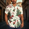 thumbnail image 2 of SERTG Men's Christmas Print Short Sleeve Shirt Lapel Collar Button Front Resort Casual Hawaiian Shirt Men Christmas Gifts Tops(Khaki,5XL), 2 of 6