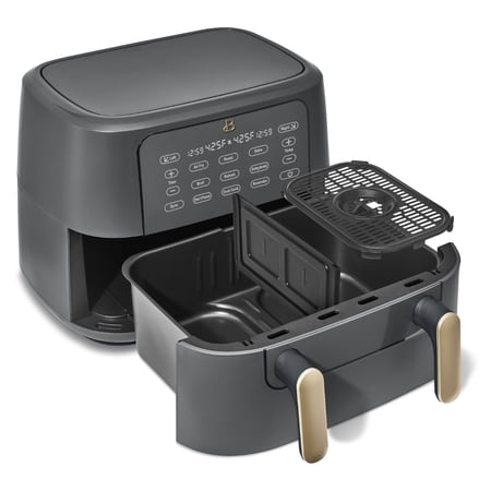 Beautiful 9 QT TriZone Air Fryer, Oyster Grey by Drew Barrymore