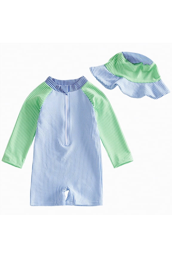 Toddler Swimsuit Boy Baby Boy Swimsuit One Piece Long Sleeve Rash Guard Zipper Swimwear Toddler Bathing Suit Infant Beach Outfits 18-24 Months (Light Blue,18-24 Months)