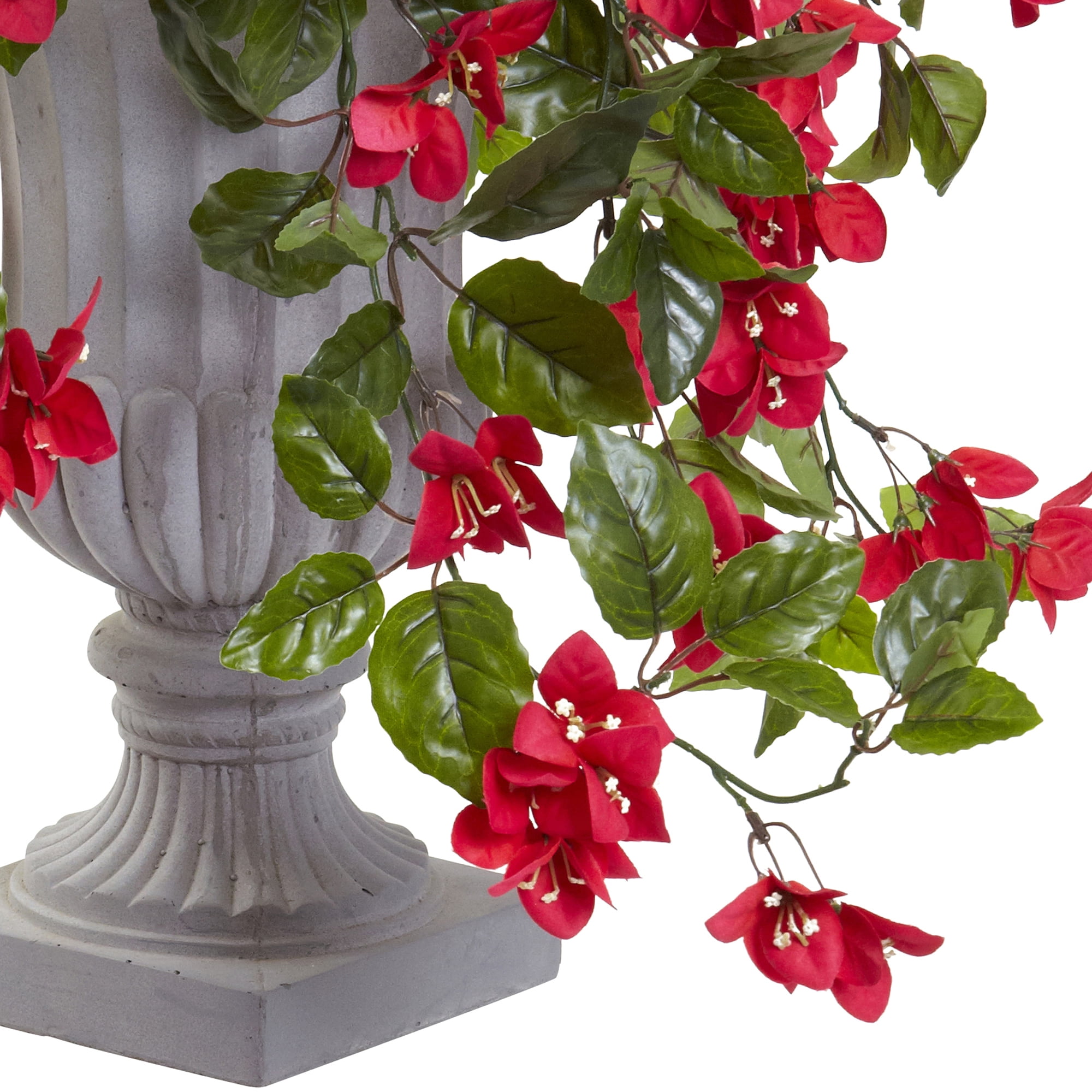 Nearly Natural Red Bougainvillea Artificial Flower Plant with Decorative  Urn, UV Resistant 