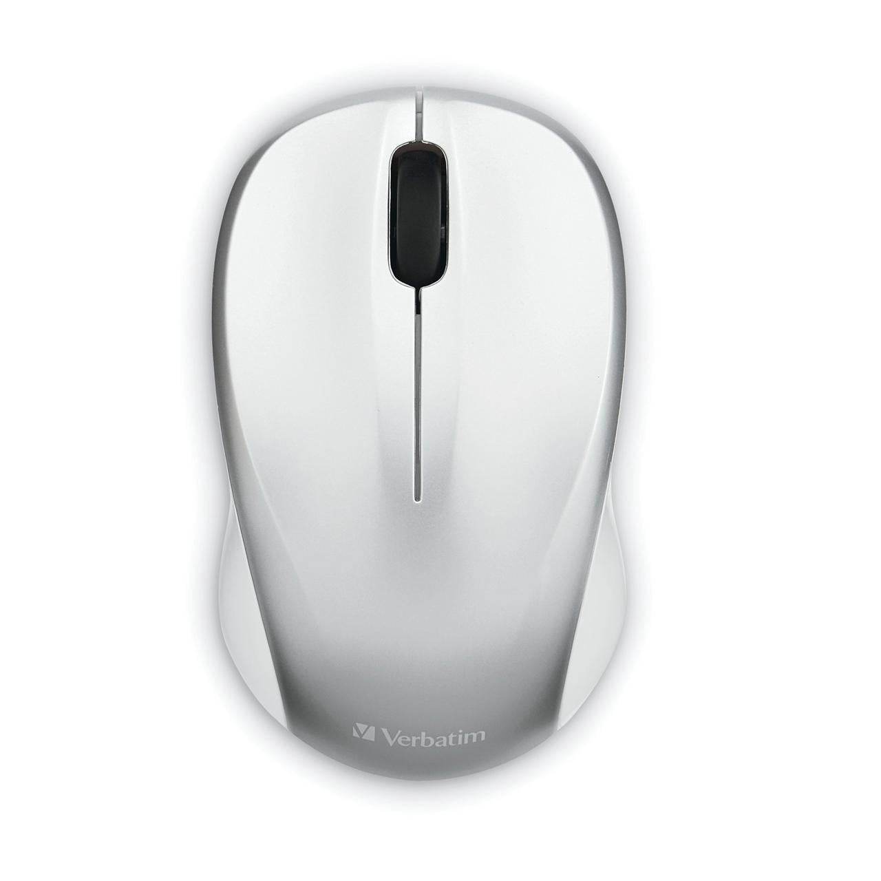 Verbatim Cordless Blue-LED Silent Computer Mouse, Ergonomic, 3 Buttons, 2.4 GHz (Silver)