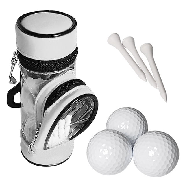 Balls and Tees Pouch Bag Storage Case Holder with 3 Balls and 3 Tees Set