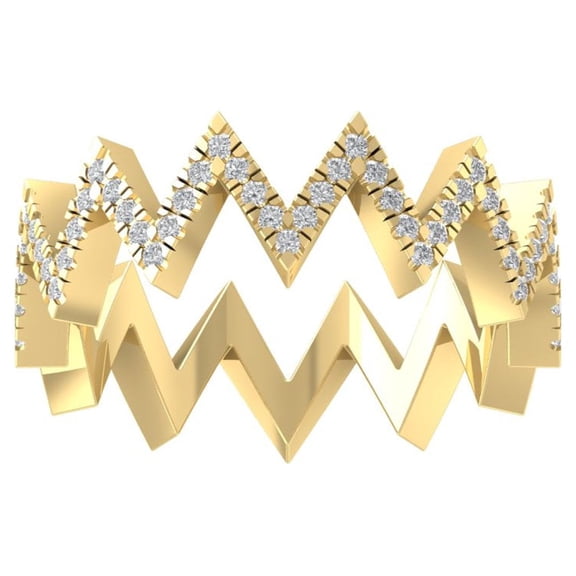 ARAIYA FINE JEWELRY 10K White Gold Lab-Grown Diamond Anniversary Ring (1/45 cttw Round-shape Lab-Grown Diamonds (D-F Color, VS Clarity) Size 5.5