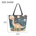 thumbnail image 5 of FORMRS Womens Canvas Tote Bag with Zipper Inner Pocket Shoulder Handbag, Dinosaur at Night, 5 of 7